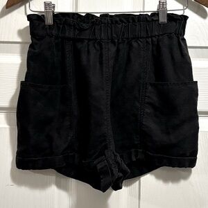 Aritzia Wilfred Linen Blend Shorts Black Paperbag Waist Size XS X-Small